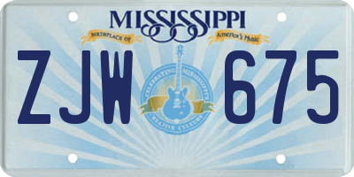 MS license plate ZJW675