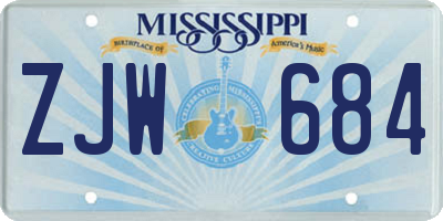 MS license plate ZJW684