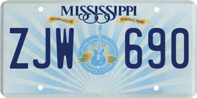 MS license plate ZJW690