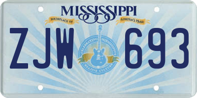 MS license plate ZJW693