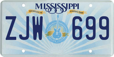 MS license plate ZJW699