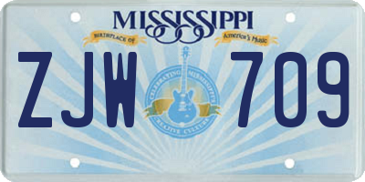 MS license plate ZJW709