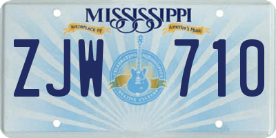 MS license plate ZJW710