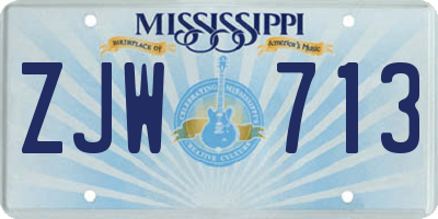 MS license plate ZJW713