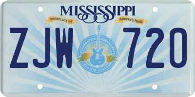MS license plate ZJW720
