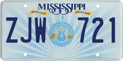 MS license plate ZJW721