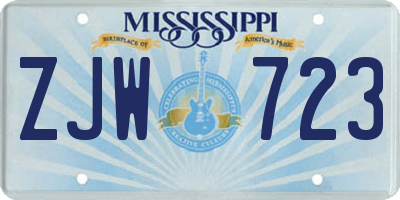 MS license plate ZJW723