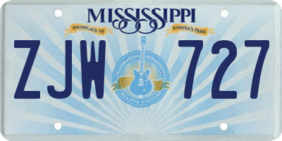 MS license plate ZJW727