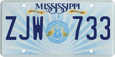 MS license plate ZJW733
