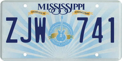 MS license plate ZJW741