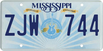 MS license plate ZJW744