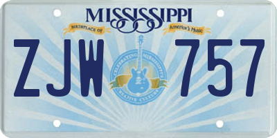 MS license plate ZJW757