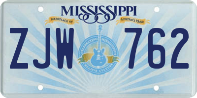 MS license plate ZJW762
