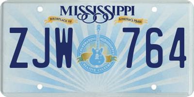 MS license plate ZJW764