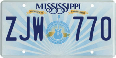 MS license plate ZJW770
