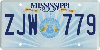 MS license plate ZJW779