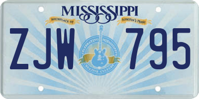 MS license plate ZJW795