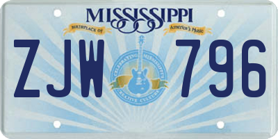 MS license plate ZJW796