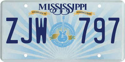 MS license plate ZJW797