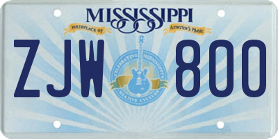 MS license plate ZJW800
