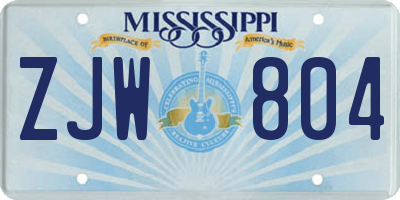 MS license plate ZJW804
