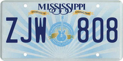MS license plate ZJW808