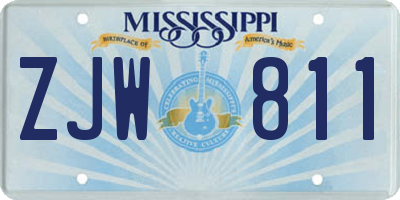 MS license plate ZJW811
