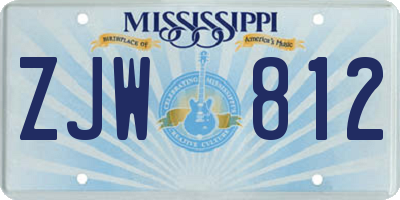 MS license plate ZJW812