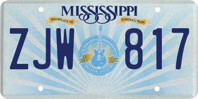 MS license plate ZJW817