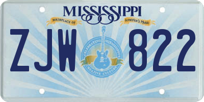 MS license plate ZJW822