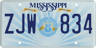 MS license plate ZJW834