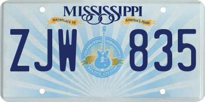 MS license plate ZJW835