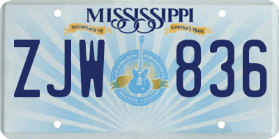 MS license plate ZJW836