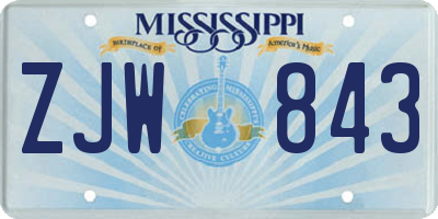 MS license plate ZJW843