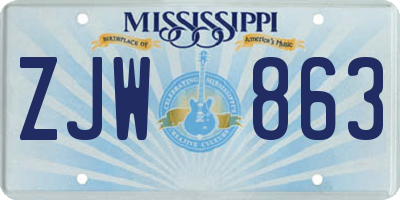 MS license plate ZJW863