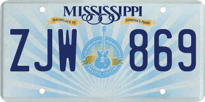 MS license plate ZJW869