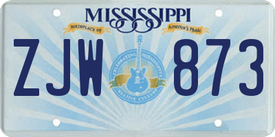 MS license plate ZJW873