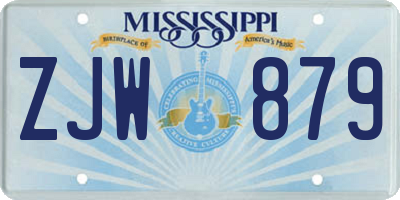 MS license plate ZJW879