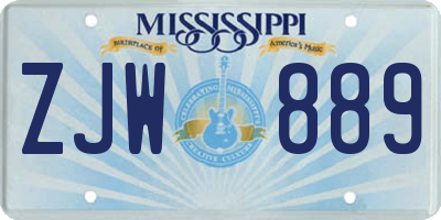 MS license plate ZJW889