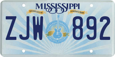 MS license plate ZJW892