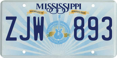 MS license plate ZJW893