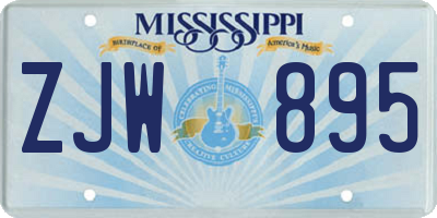 MS license plate ZJW895