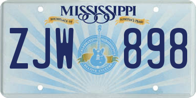 MS license plate ZJW898