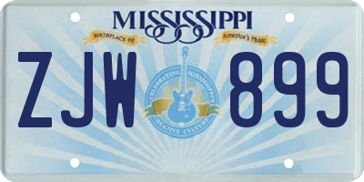 MS license plate ZJW899