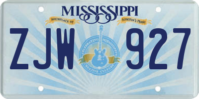 MS license plate ZJW927