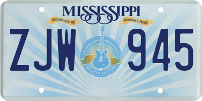 MS license plate ZJW945