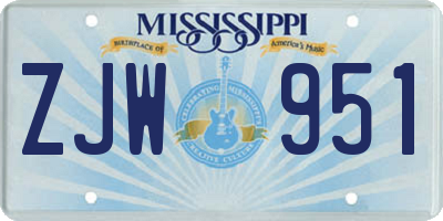 MS license plate ZJW951