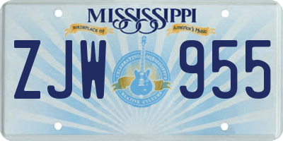 MS license plate ZJW955
