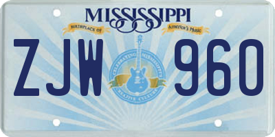 MS license plate ZJW960