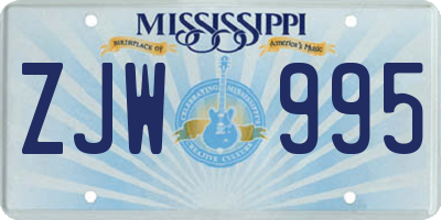 MS license plate ZJW995